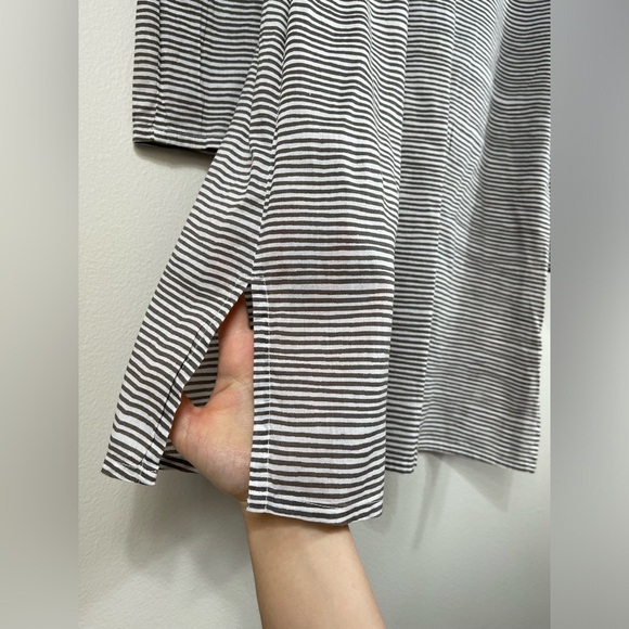 SeeDesign Women's Striped Gray and White Dress Long Sleeve Summer Cotton Size L - Picture 10 of 16